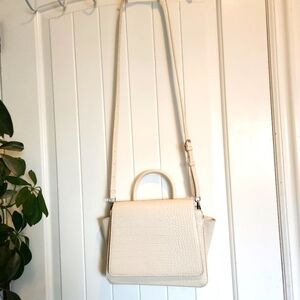 Cream Faux Crocodile Leather Cross Body Bag From TARGET